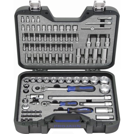 PROJAHN Industrie-Steckschlüsselkoffer metrisch 6-kant 6,3 / 1/4" + 12,5 / 1/2" 91-tlg. 6-kant