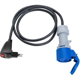 Adapterleitung (Kunststoff), CEE-Kupplung 230V/16A, T12 Stecker 270° drehbar mit Reset Schalter Adapterleitung (Kunststoff), CEE-Kupplung 230V/16A, T12 Stecker 270° drehbar mit Reset Schalter