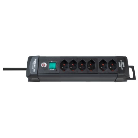 Brennenstuhl Premium-Line Steckdosenleiste 6-fach mit Schalter und 3m Kabel, schwarz