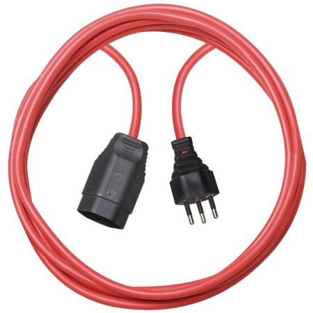 Kunststoff Verlängerungskabel, T12 Stecker, T13 Kupplung, Kabel 5m H05VV-F 3G1,5 rot *CH*