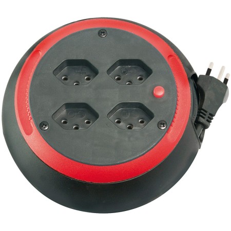 Design-Kabelbox, 4-fach schwarz/karminrot, Kabel 4m H05VV-F 3G1,0 *CH*