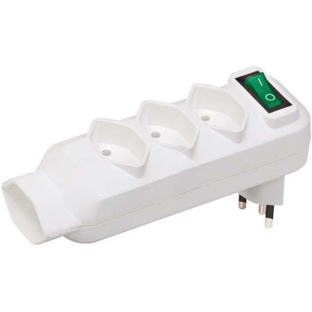 Abzweigstecker 3+1-fach weiss mit Schalter, 350° drehbar *CH*