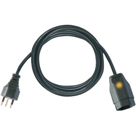 Verlängerungskabel (Kunststoff-Kabel) mit Funktionsleuchte, T12 Stecker, T13 Kupplung, 3m Kabel 3G1,0 schwarz *CH*