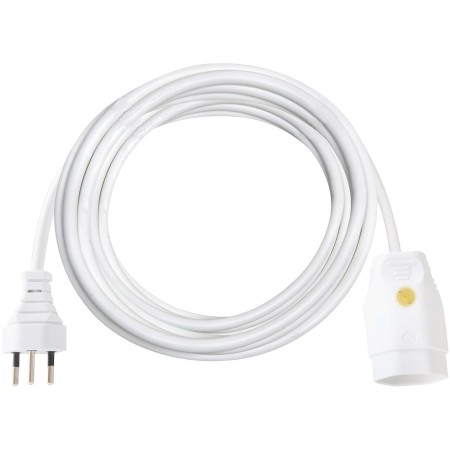 Verlängerungskabel (Kunststoff-Kabel) mit Funktionsleuchte, T12 Stecker, T13 Kupplung, 5m Kabel H05VV-F 3G1,0 weiss *CH*