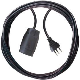 Kunststoff Verlängerungskabel, T12 Stecker, T13 Kupplung, Kabel 1m H05VV-F 3G1,0 schwarz *CH*