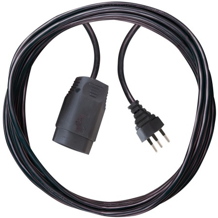 Kunststoff Verlängerungskabel, T12 Stecker, T13 Kupplung, Kabel 1m H05VV-F 3G1,0 schwarz *CH*