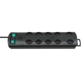 Primera-Line Steckdosenleiste 10-fach schwarz 2m H05VV-F 3G1,0 5-fach schaltbare Steckdosen *CH*