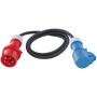 Adapterleitung (Gummi-Neopren), CEE-Stecker 400V/16A, CEE-Kupplung 230V/16A, Kabel 1,5m 3G2,5 schwarz