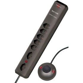 Eco-Line Comfort Switch Steckdosenleiste 6-fach, 2x 90°-Anordnung, anthrazit 2m H05VV-F 3G1,5 mit Trittschalter *CH*