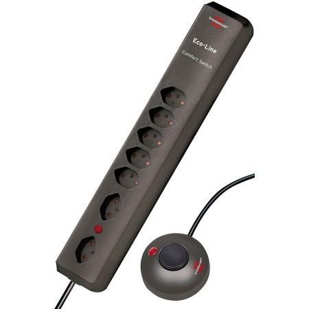 Eco-Line Comfort Switch Steckdosenleiste 6-fach, 2x 90°-Anordnung, anthrazit 2m H05VV-F 3G1,5 mit Trittschalter *CH*