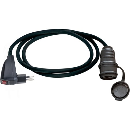 Adapterleitung mit T23-Kupplung, T12 Stecker mit Reset-Schalter 10A/230V, integrierter Thermoschalter, 1,5m 3G1,5