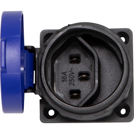Einbaudose T23, 230V/16A, mit Klappdeckel, blau/schwarz, IP55