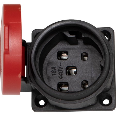 Einbaudose Typ25, 400V/16A, mit Klappdeckel, rot/schwarz, IP55