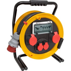 Brobusta 380 CEE-Kabelrolle für Ausseneinsatz, 2x Steckdose T25, 2x CEE Steckdose, CEE Stecker, 25m CH Stecksystem IP55