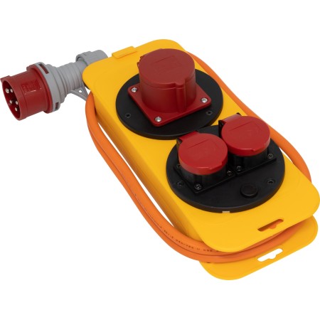 Stromstation, 2m 5G1.5, CEE-Stecker 5-polig, 400V/16 A (IP44), Steckdose 1xCEE/5 (IP44) + 2xT25 400V/16A (IP55) *CH*