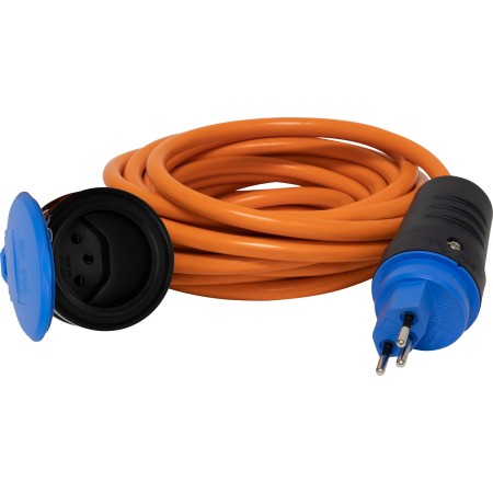Verlängerungsleitung 230V/10A, Kabel 5m 3G1.5 orange, CH Stecksystem IP55