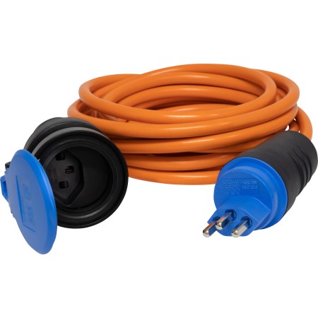 Verlängerungskabel (Kunststoff), T23 Kupplung, T23 Stecker, Kabel 10m 3G2,5 orange, CH Stecksystem IP55