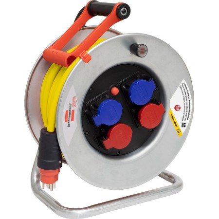 BAT SK 320 Kabelrolle, 2x Steckdose T25, 2x Steckdose T23, Stecker T25, 25m 5G2.5 gelb, CH Stecksystem IP55