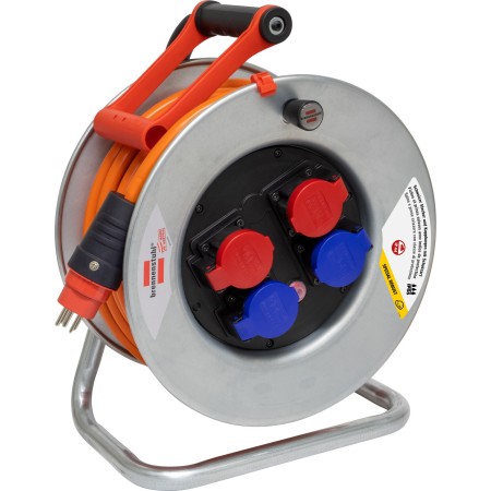 Garant SK 320 Kabelrolle, 2x Steckdose T15, 2x Steckdose T13, Stecker T15, 25m 5G1,5 orange, CH Stecksystem IP55