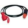 Adapterleitung (Gummi-Neopren), CEE Kupplung 400V/16A, T25 Stecker (IP55), Kabel 1.5m 5G2.5, schwarz