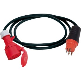 Adapterleitung (Gummi-Neopren), CEE Kupplung 400V/16A, T25 Stecker (IP55), Kabel 1.5m 5G2.5, schwarz