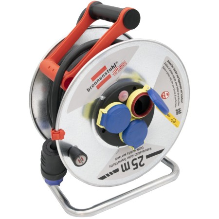 Kabeltrommel Garant SK für Ausseneinsatz, CH Stecksystem IP55, 3x T23 Steckdosen, T23 Stecker, Kabel 25m