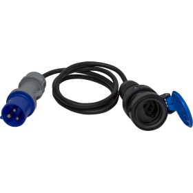 Adapterleitung (Gummi-Neopren), CEE-Stecker 230V/16A, T23 Kupplung (IP55), Kabel 1.5m 3G2.5 schwarz
