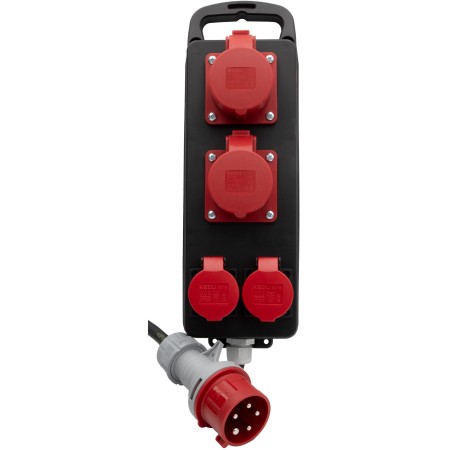 Portabler Stromverteiler BSV P 400V/16A, 2x CEE Steckdosen, 2x T25 Steckdosen, CEE Stecker, Kabel 2m 5G2,5 schwarz *CH*