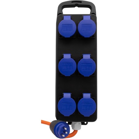 Portabler Stromverteiler BSV P T23/3 230V/16A, 6x T23 Steckdosen, Stecker T23, Kabel 2m N07V3V3 3G2.5 orange *CH*