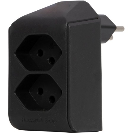 cleverLINE Abzweigstecker 2-fach schwarz, drehbar bis 300° mit Aufhänger *CH*