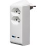cleverLINE Abzweigstecker 2-fach weiss mit USB Typ-A und USB Typ-C PD, drehbar bis 300° mit Aufhänger *CH*