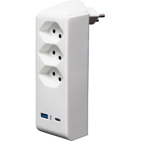 cleverLINE Abzweigstecker 3-fach weiss mit USB Typ-A und USB Typ-C drehbar bis 300° mit Aufhänger *CH*