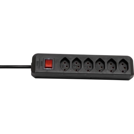 cleverLINE 6-fach Steckdosenleiste mit Schalter 3m H05VV-F 3G1,0 schwarz *CH*