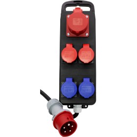 Portabler Stromverteiler BSV P 400V/16A, 1x CEE Steckdose, 2x T25 + 2x T23 Steckdosen, CEE Stecker, Kabel 2m *CH*