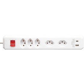 cleverLINE Steckdosenleiste mit Schalter, 3+2-fach weiss mit USB Typ-A und USB Typ-C, 3m H05VV-F 3G1.0 *CH*