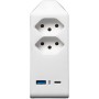 cleverLINE Abzweigstecker 2-fach weiss mit USB Typ-A und USB Typ-C, drehbar bis 300° ohne Aufhänger *CH*