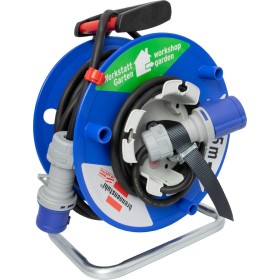 CEE-Camping-Kabeltrommel mit 23+2m RN-Kabel in schwarz