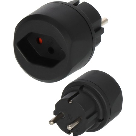 Reisestecker / Reiseadapter schweizer Stecksystem in Ländern mit Schutzkontakt Stecksystem