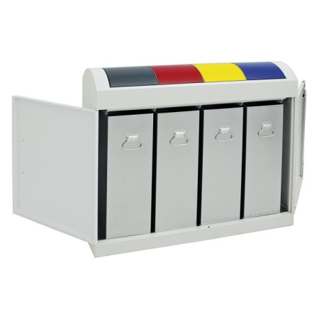 Abfalltrennung TD 4, RAL 7035/RAL 7016, RAL 3000, RAL 1003, RAL 5010, verz. Innenbehälter, 4x45 Liter