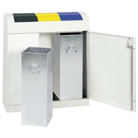 Abfalltrennung TD 3, RAL 7035/RAL 7016, RAL 1003, RAL 5010, verz. Innenbehälter, 3x45 Liter