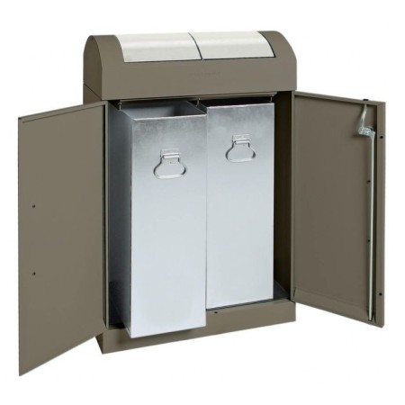 Abfalltrennung TD 2-aspect-plus-, soft-mokka/Edelstahl, verz. Innenbehälter, 2x45 Liter