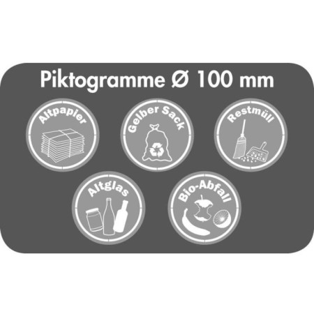 Zubehör: Piktogramm-Set, Durchm. 100 mm, weiss, 5 Stück