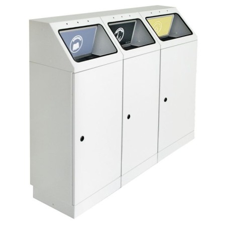 Abfalltrennung FP 45, 3-fach Station. Behälter zur Wandbefestigung, RAL 7035/ProPads, verz. Innenbehälter, 3x45 Liter