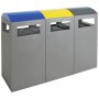 Abfalltrennung A³-3-fach Station, anthrazitgrau/5010, 1003, 7016, verz. Innenbehälter, 3x90 Liter
