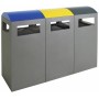 Abfalltrennung A³-3-fach Station, anthrazitgrau/5010, 1003, 7016, verz. Innenbehälter, 3x90 Liter