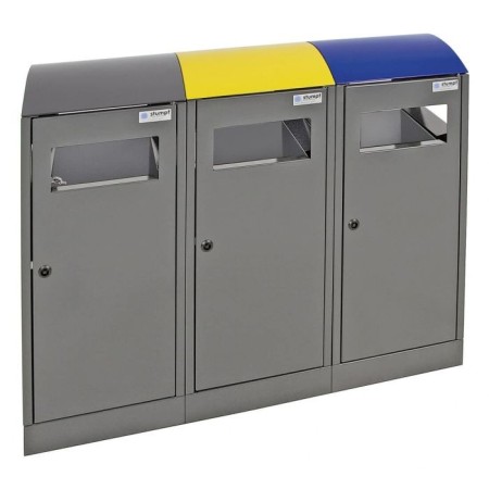 Abfalltrennung A³-3-fach Station, anthrazitgrau/5010, 1003, 7016, verz. Innenbehälter, 3x40 Liter