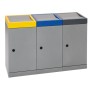 Abfalltrennung ProTec-Plus, 3-fach Station, graualu-struktur/1003, 5010, 7016, verz. Innenbehälter, 3x70 Liter