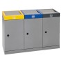 Abfalltrennung ProTec-Plus, 3-fach Station, graualu-struktur/1003, 5010, 7016, verz. Innenbehälter, 3x70 Liter
