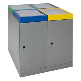 Abfalltrennung ProTec-Plus, 4-fach Abfall Insel, graualu-struktur/6024, 1003, 5010, 7016, verz. Innenbehälter, 4x70 Liter Abfalltrennung ProTec-Plus, 4-fach Abfall Insel, graualu-struktur/6024, 1003, 5010, 7016, verz. Innenbehälter, 4x70 Liter