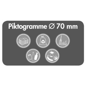 Zubehör: Piktogramm-Set, Durchm. 70 mm, weiss, 5 Stück Zubehör: Piktogramm-Set, Durchm. 70 mm, weiss, 5 Stück